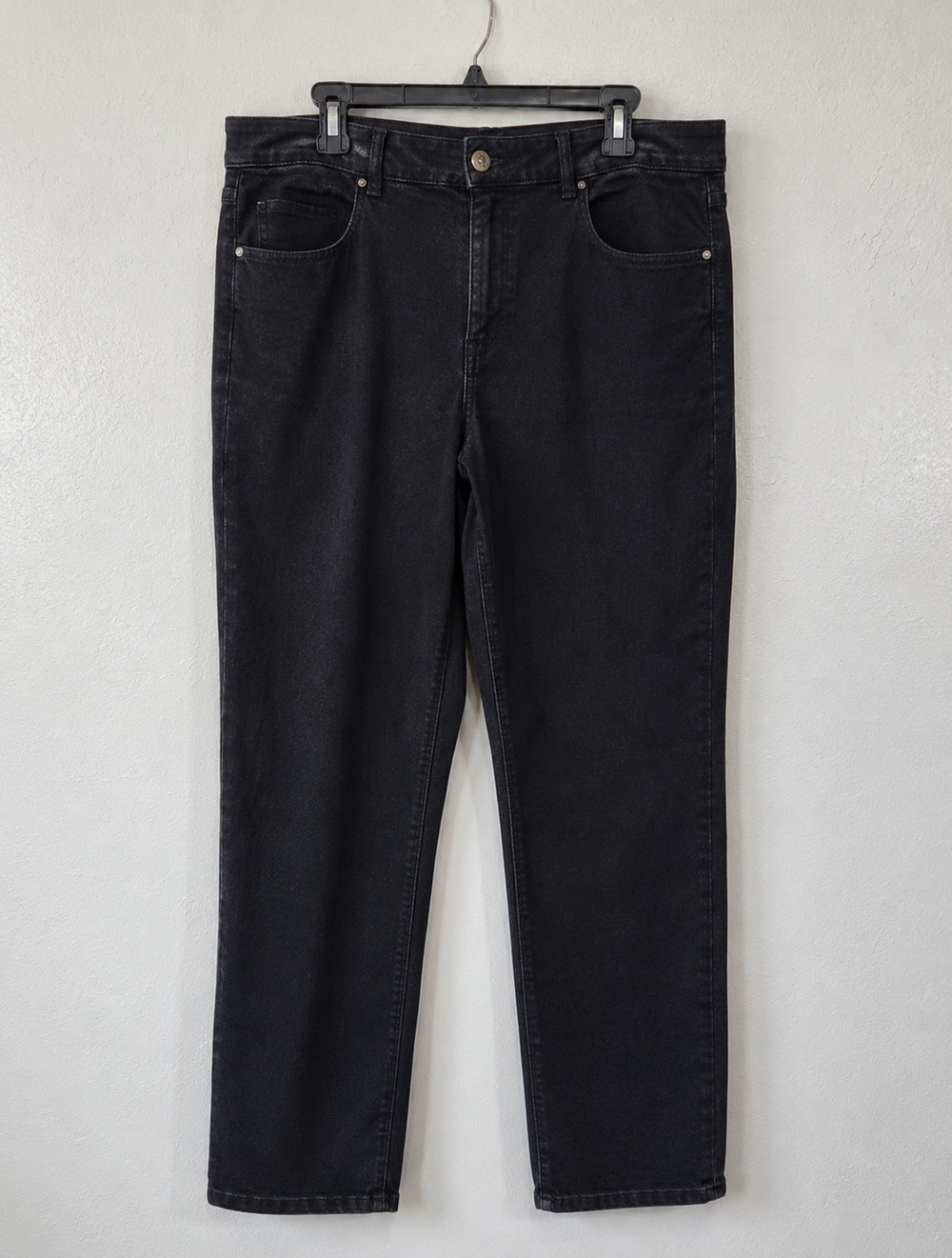 Eileen Fisher Womens XL Black Jeans Straight Leg Denim Made in USA Minimalist